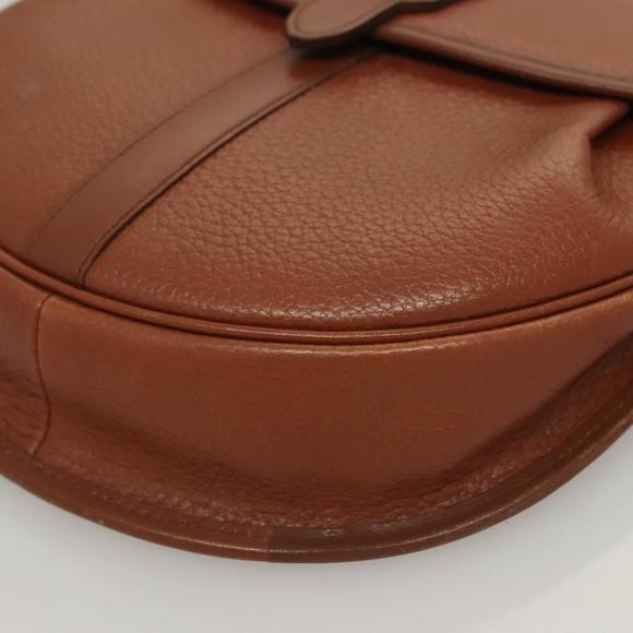 Burberrys Shoulder Bag Leather Brown Gold Auth ep9523